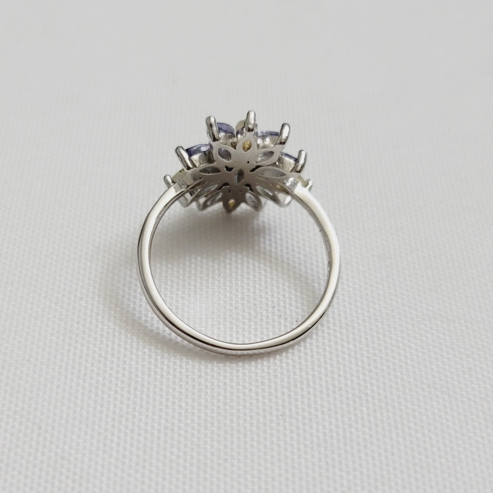 Genuine Tanzanite and Ethiopian Opal 925  Solid Sterling Silver Ring Size 7 - Picture 3 of 5